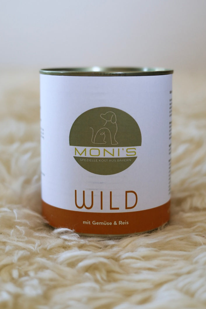 Moni`s herzhafte natürliche Mahlzeit in Lebensmittelqualität für Ihren Hund 800g Nassfutter Wild