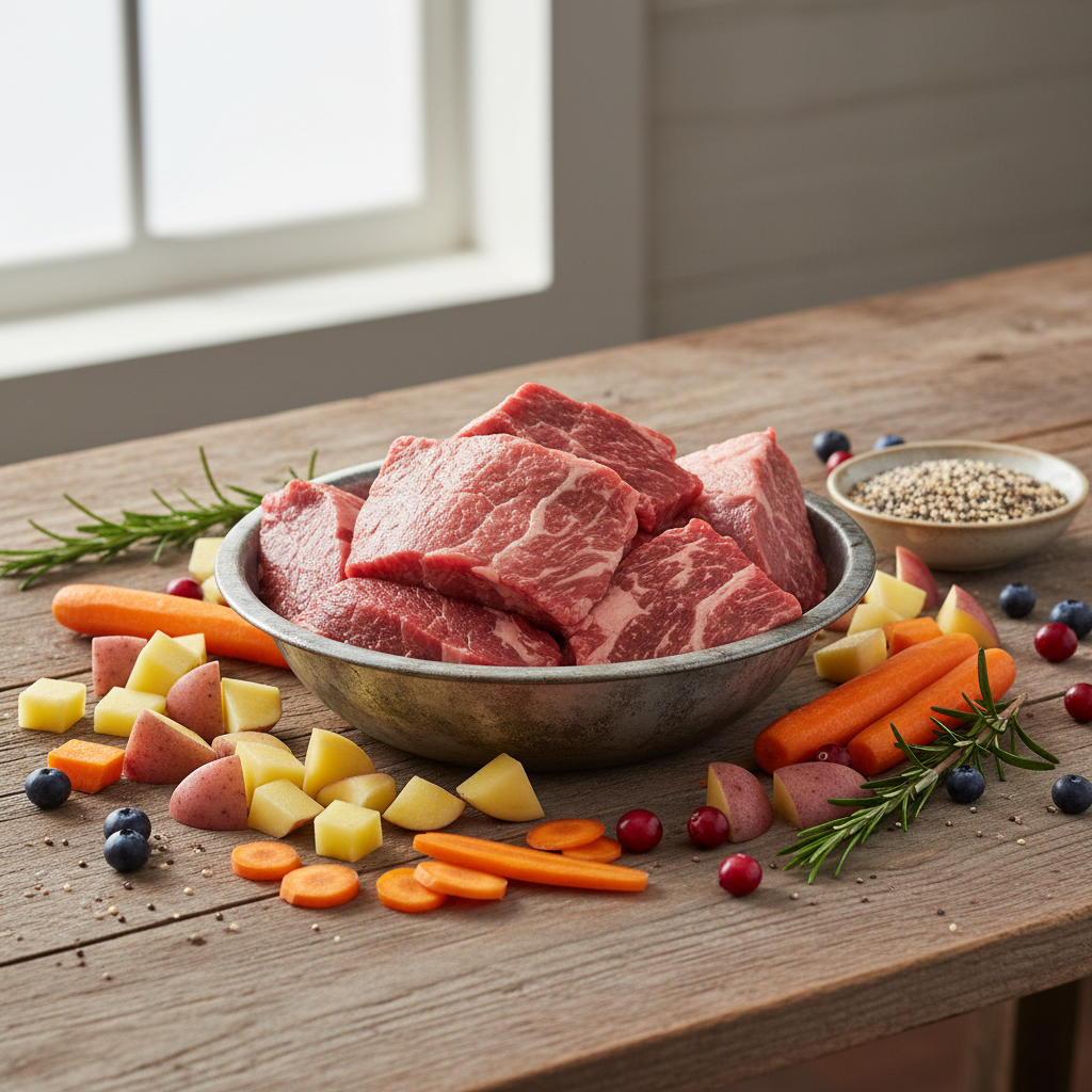 Frische Zutaten Rind Kartoffeln Karotten