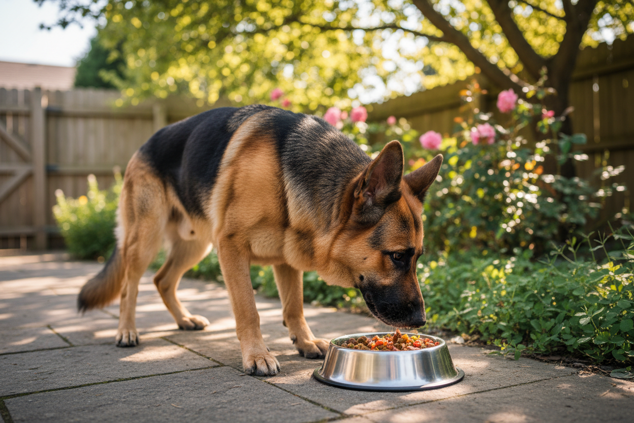 Hund genießt Premium Hundefutter