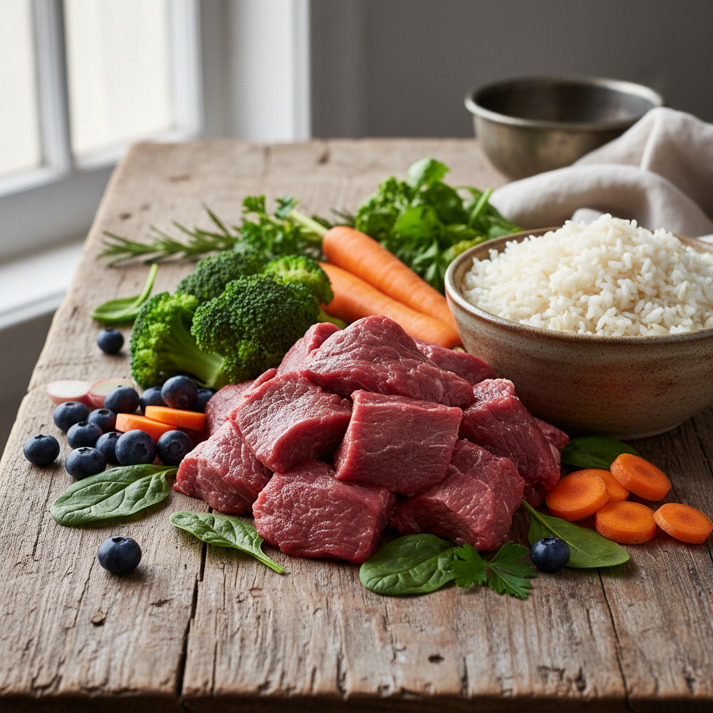Premium Hundefutter Zutaten Wild Gemüse Reis Lebensmittelqualität