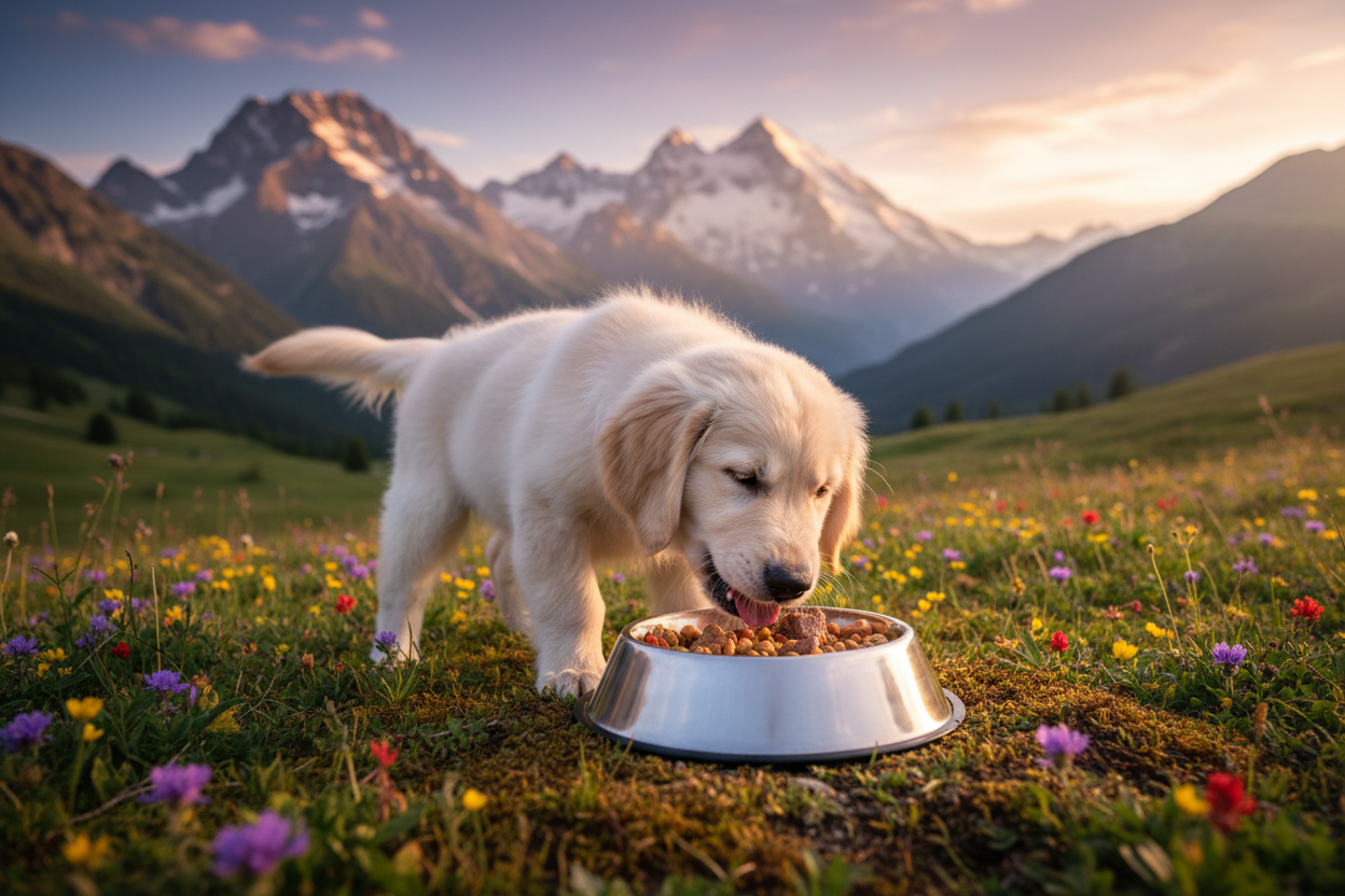 Kleiner Hund in den Bergen